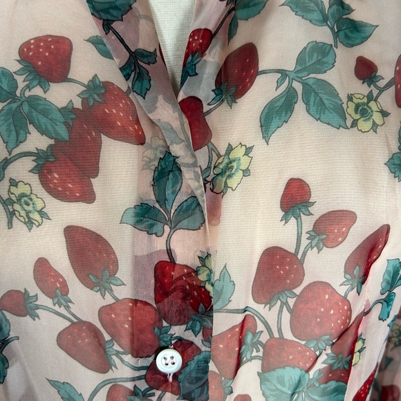 Dolce and Ganbana silk button down blouse with strawberry pattern NWT (Vintage) - Picture 6 of 16